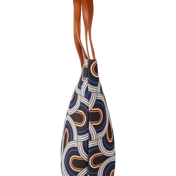 Hand Crafted Fabric Ladies Shoulder Tote Bag in Abstract Print, Top Handle Bag - Picture 7 of 9